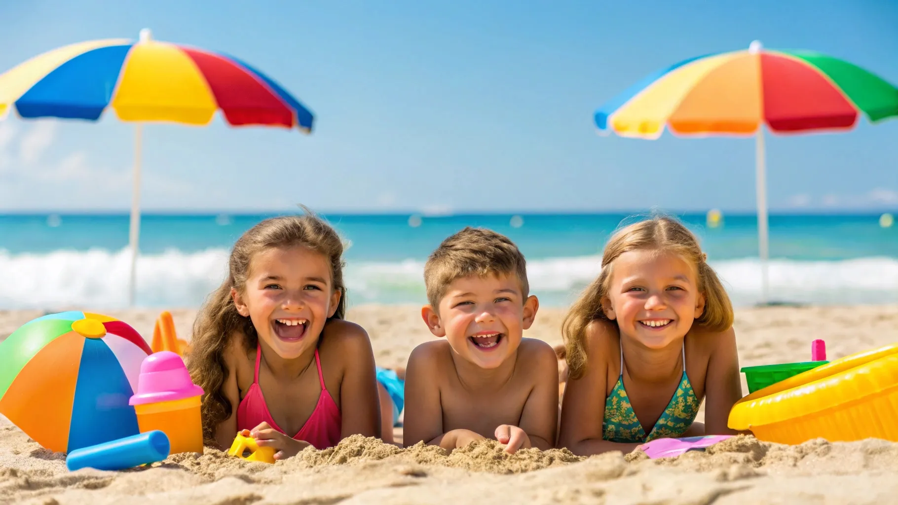 Anak-anak bersantai di Pantai Jimbaran | Bali Premium Villa